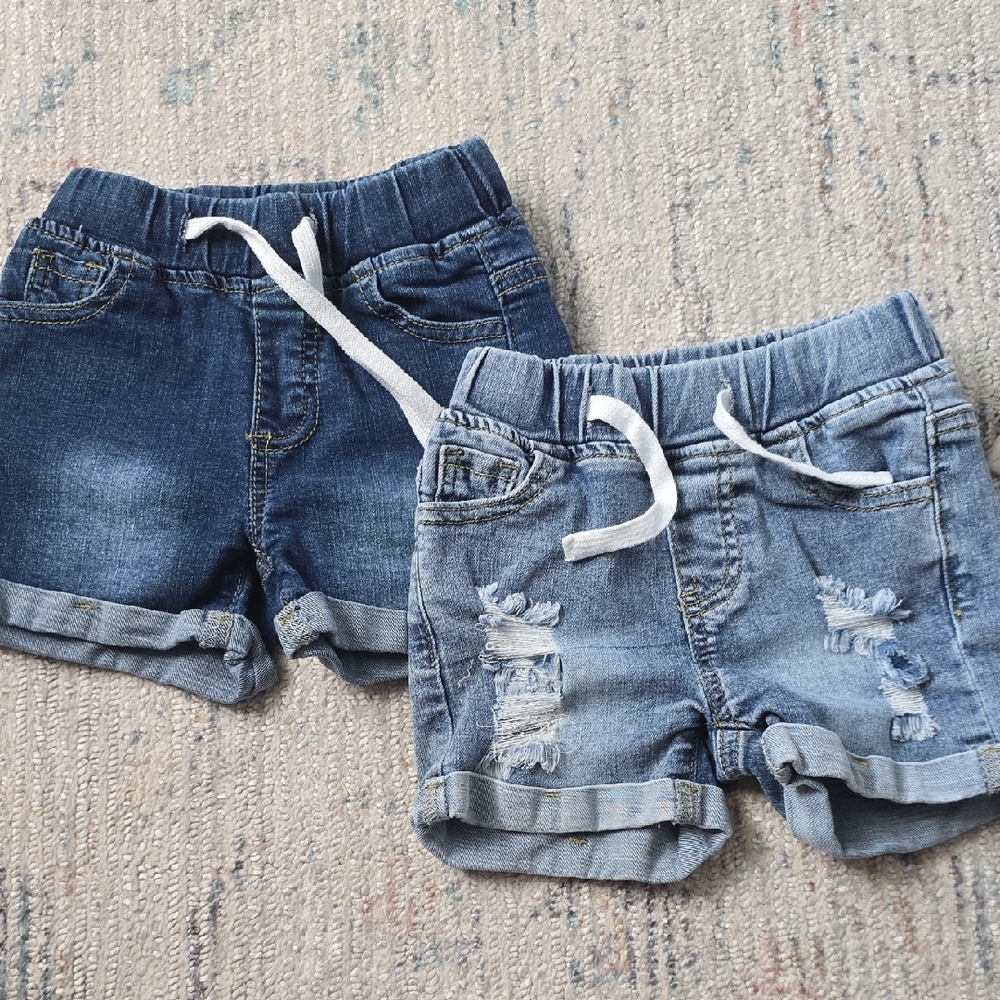 Little Bipsy Dark and Light Blue Denim Shorts Set